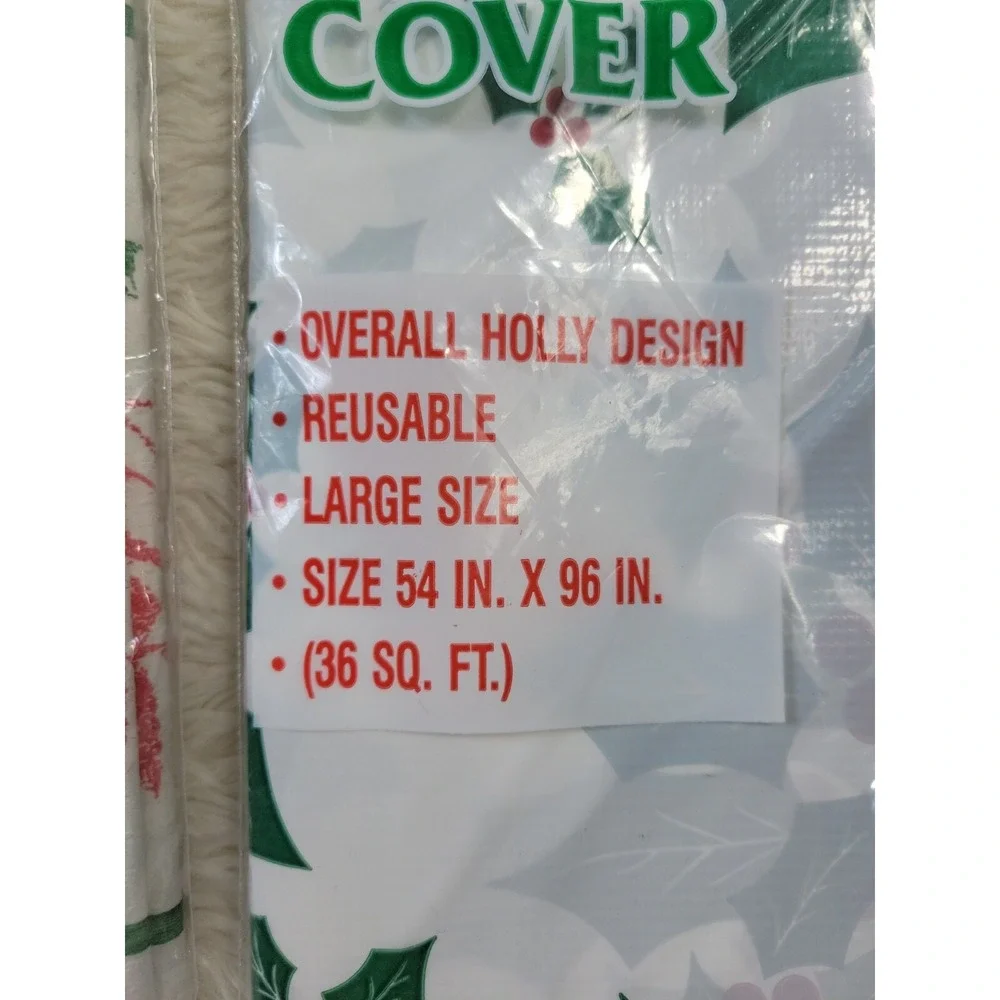 Vintage Christmas‎ Tablecloth Lot of 5 Poinsettias Holly Paper, Plastic & Fabric